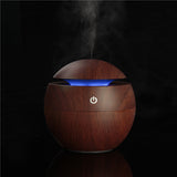 USB Wooden Ultrasonic Aroma Humidifier Air Essential Oil Diffuser with Color Changing LED Lamp