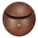 USB Wooden Ultrasonic Aroma Humidifier Air Essential Oil Diffuser with Color Changing LED Lamp
