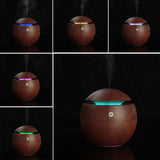 USB Wooden Ultrasonic Aroma Humidifier Air Essential Oil Diffuser with Color Changing LED Lamp