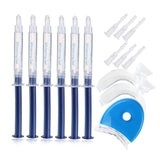 6pcs Home Professional Dental Oral Care Teeth Whitening Bleaching Kit Packed with 6 Whitening Gel 2 Mouth Trays and 1 Whitening Light