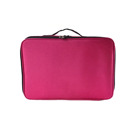 Portable Waterproof Professional Travel Makeup Bag Cosmetic Artist Organizer Case 3 Layer Large Size with Adjustable Shoulder Straps for Makeup Brush Set Hair Style Nail Beauty Tool