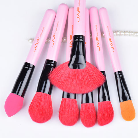 JAF 32 PCS Pink Makeup Brush Set Red Natural Goat Hair Makeup Brushes Her Best Birthday Present J3219A-P