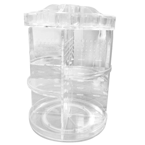 Fashion 360-Degree Rotating Makeup Organizer Spinning Clear Cosmestic Organizer Rack with Holes for Storing Earrings